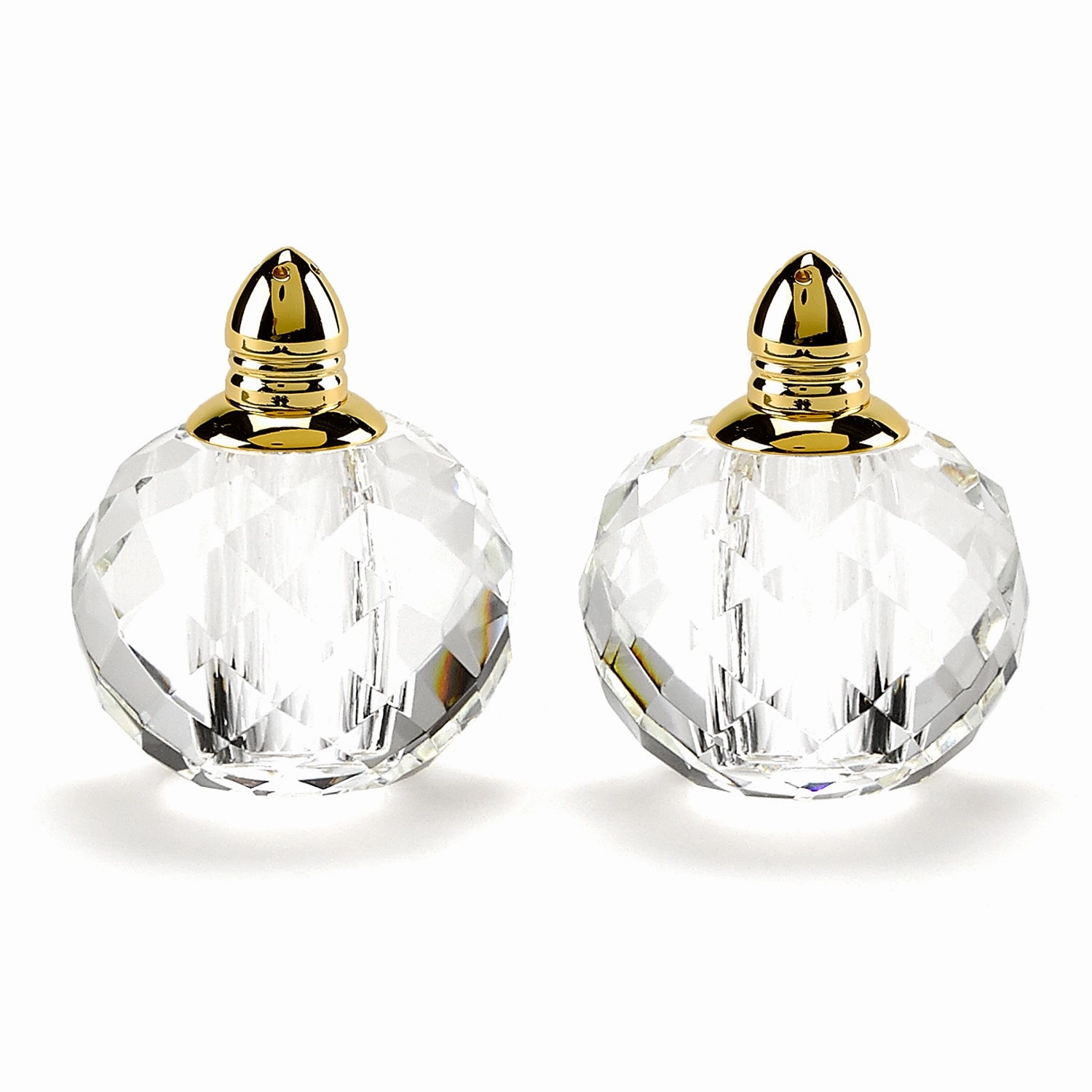 Handcrafted Optical Crystal And Gold Rounded Salt And Pepper Shakers Cooking Tools & Accessories outlet tools