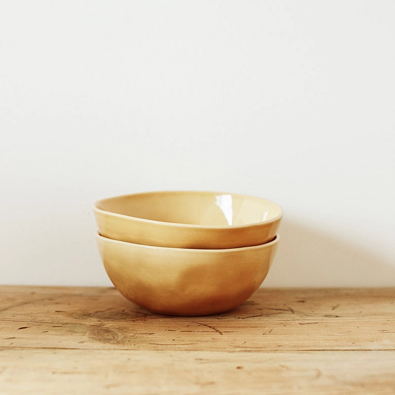 Handcrafted Set of 2 Bowls, D16cm, Dijon Bowls dinnerware special