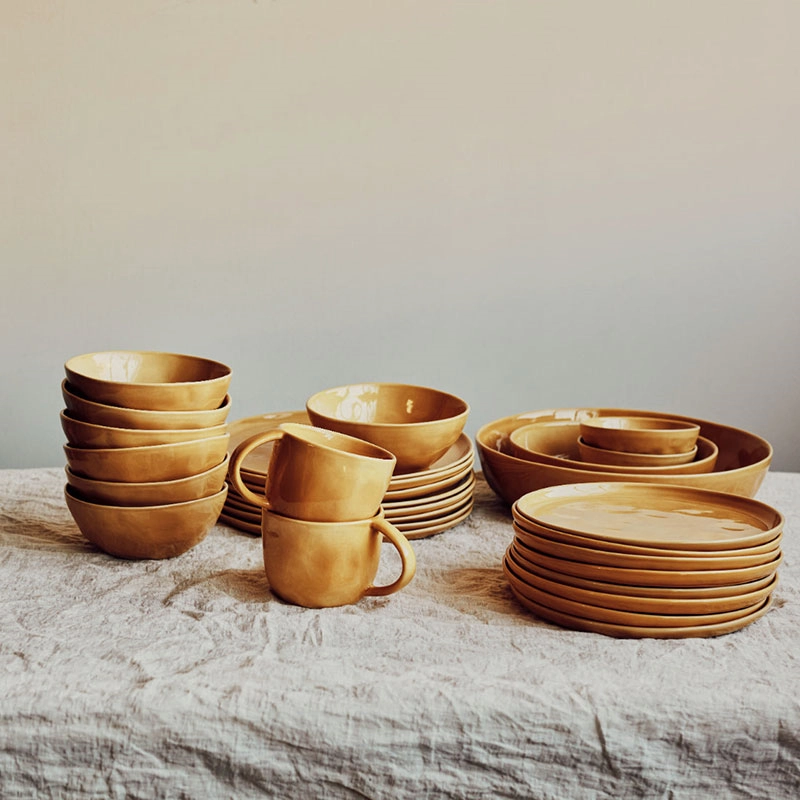 Handcrafted Set of 2 Bowls, D16cm, Dijon Bowls dinnerware special