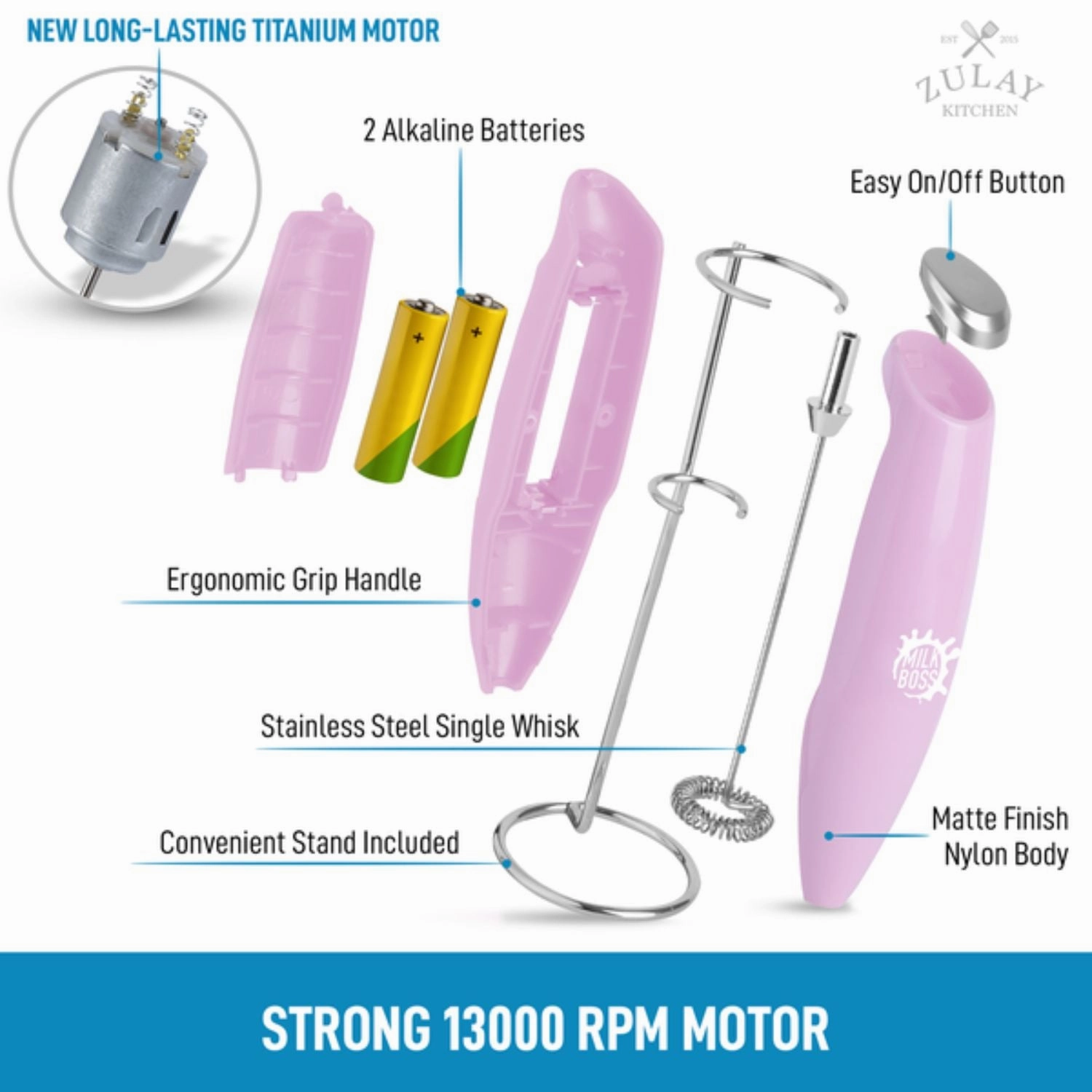 Handheld Electric Milk Frother (Batteries Included)