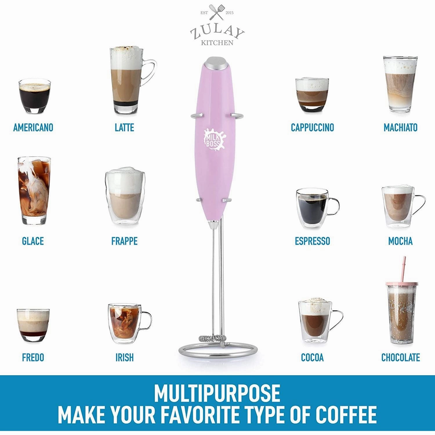 Handheld Electric Milk Frother (Batteries Included)