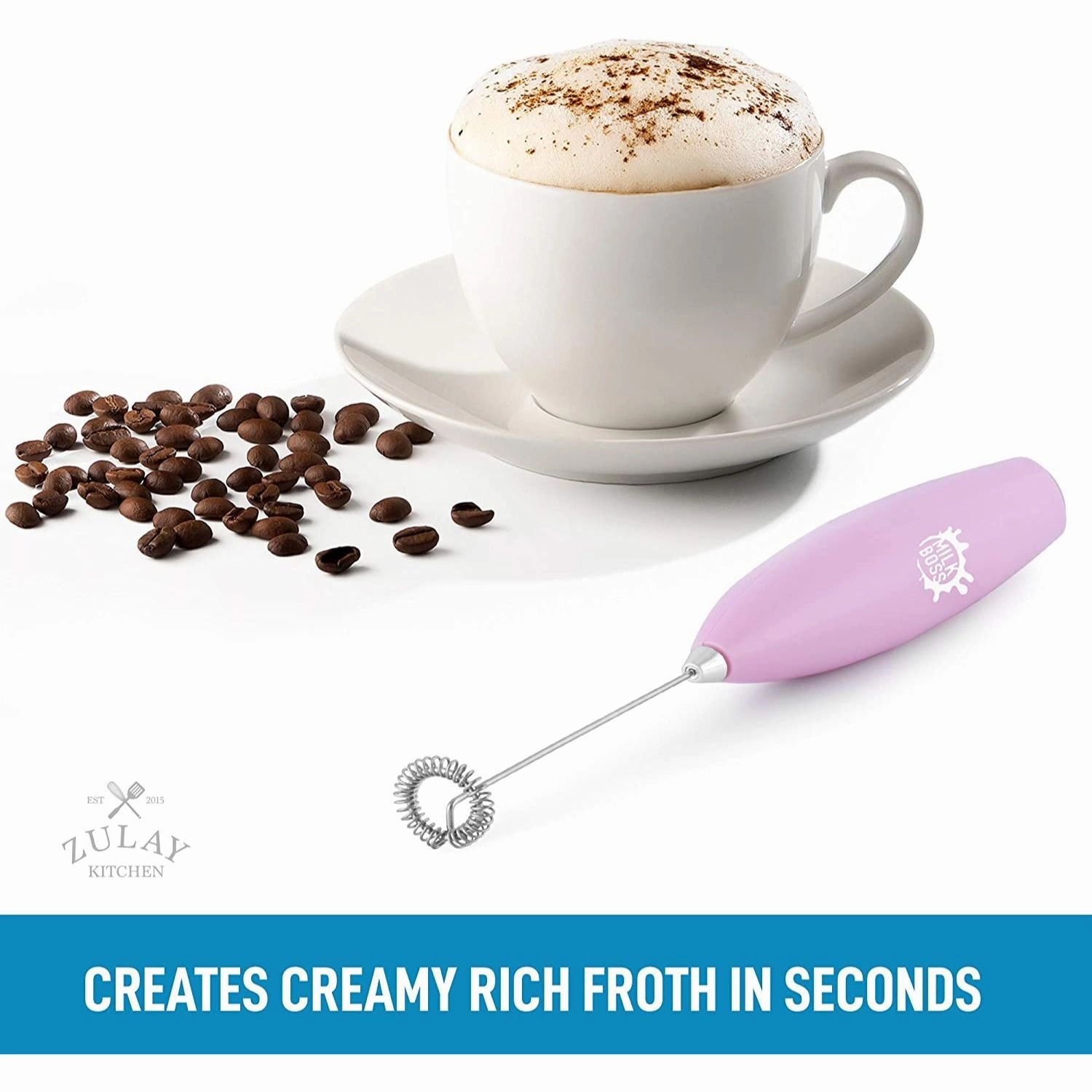 Handheld Electric Milk Frother (Batteries Included)