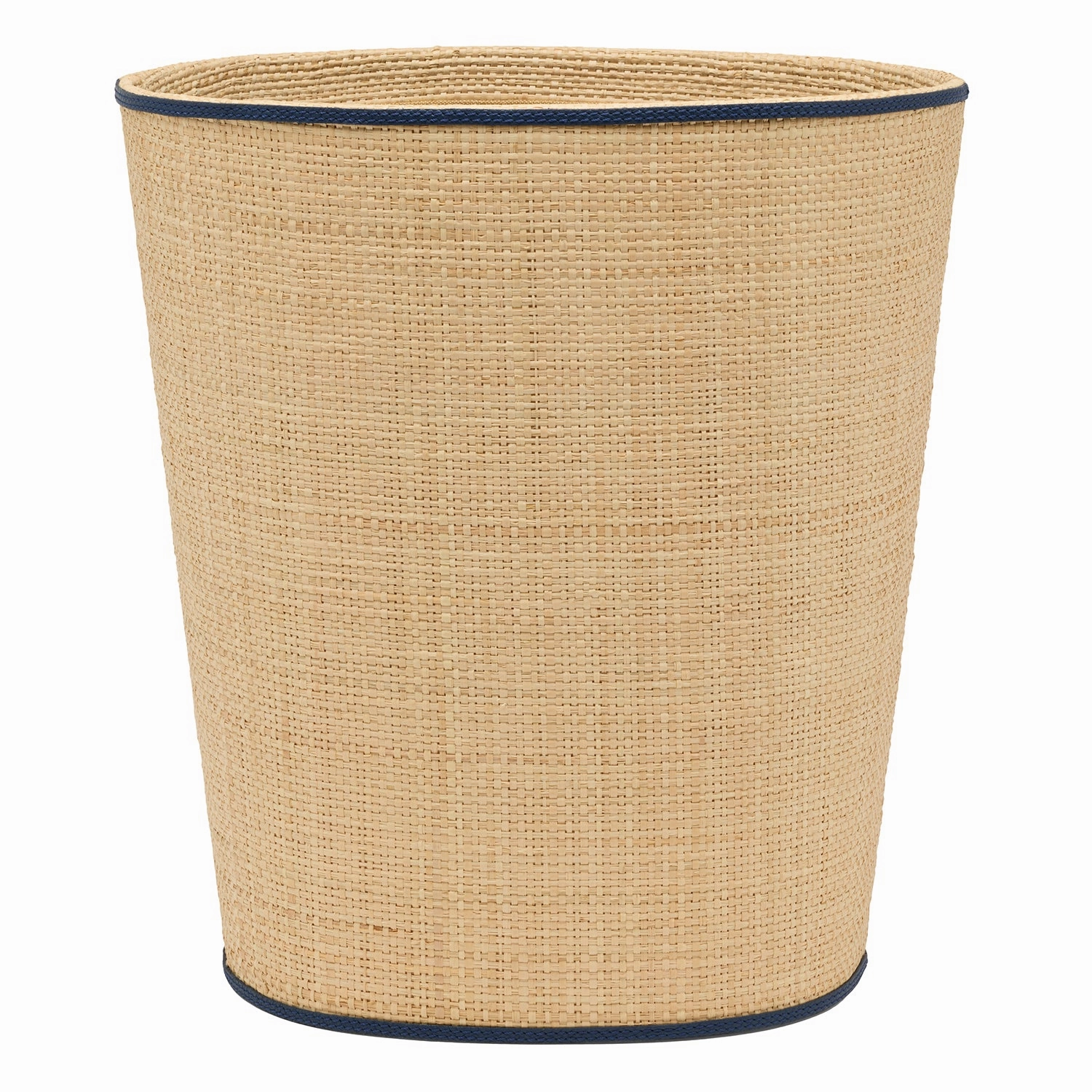 Hanford Natural Raffia/Navy Leather Oval Wastebasket Home Decor Office Organization Convenient shopping