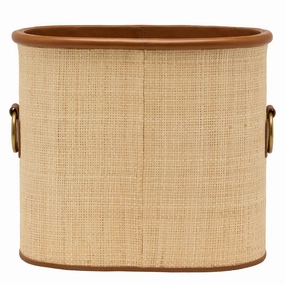 Hanford Natural Raffia/Saddle Leather Magazine Holder Decorative Baskets clearance deals