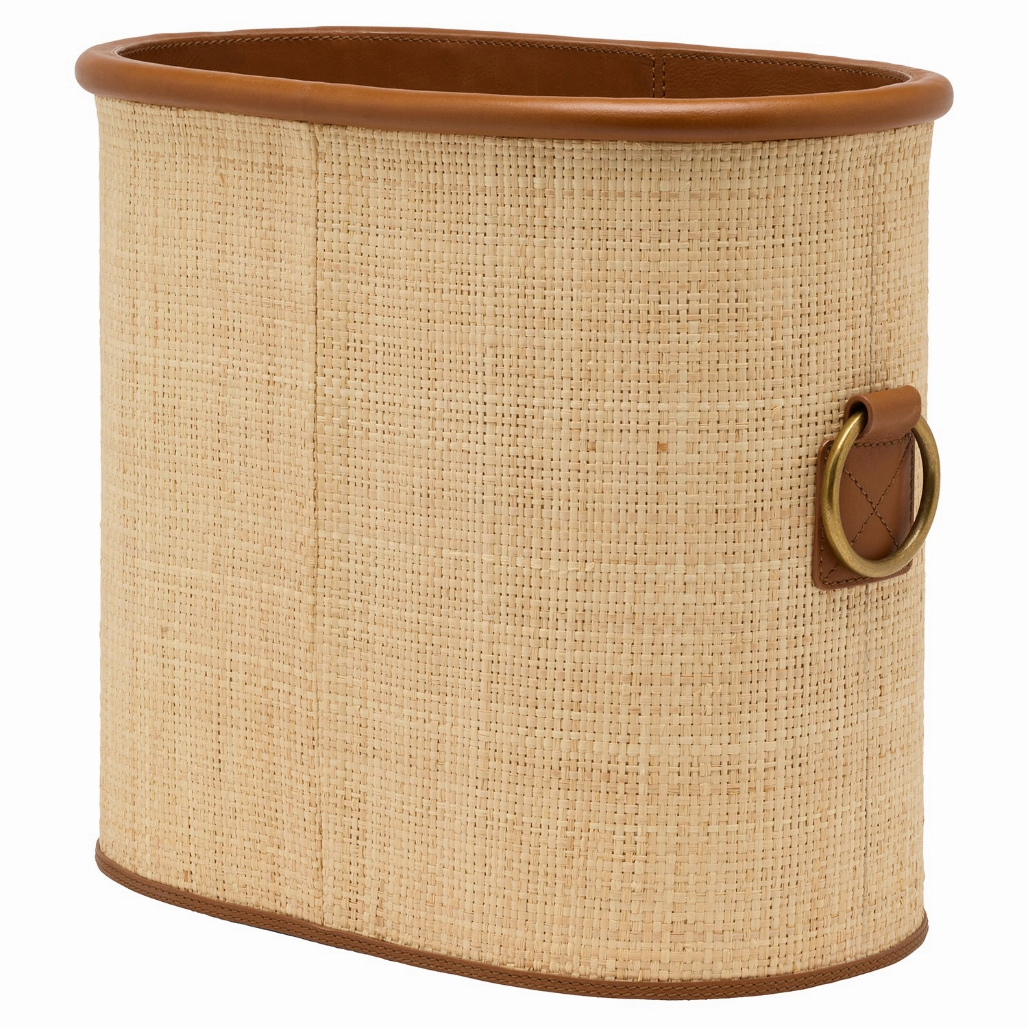 Hanford Natural Raffia/Saddle Leather Magazine Holder