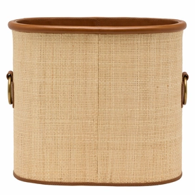 Hanford Natural Raffia/Saddle Leather Magazine Holder Home Decor Office Organization Convenient shopping
