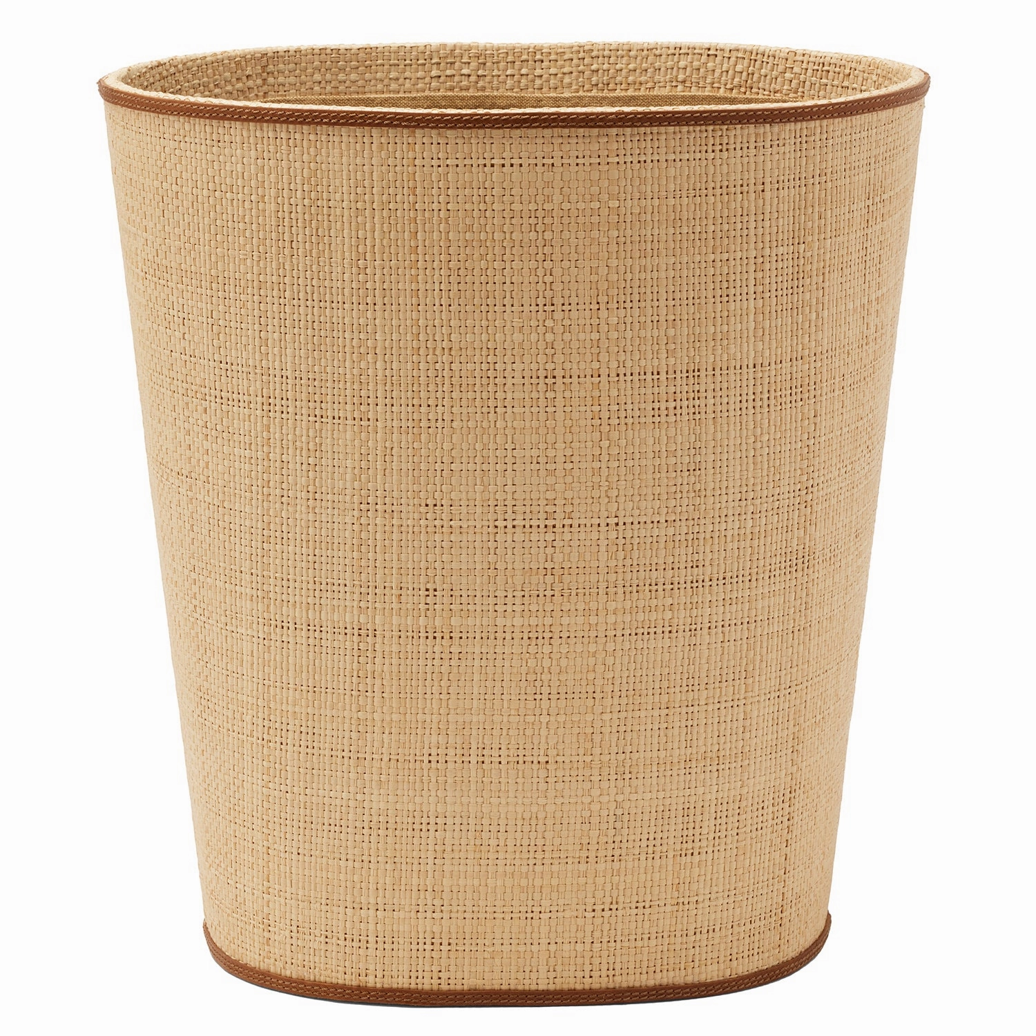 Hanford Natural Raffia/Saddle Leather Oval Wastebasket Home Decor Office Organization Convenient shopping