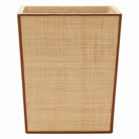 Hanford Natural Raffia/Saddle Leather Rectangle Wastebasket Home Decor Office Organization Convenient shopping