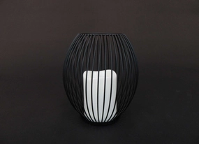 HCHD5884 - Black Oval Candle Holder - M Metal Home Decor collection