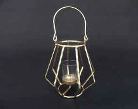 HCHD5890 - Gold Bamboo Candle Holder - M Metal Home Decor collection