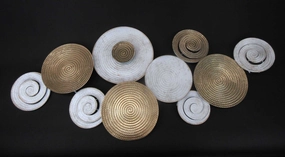 HCHD5981 - Cream/Gold Basket Weave Metal Art Metal Home Decor collection