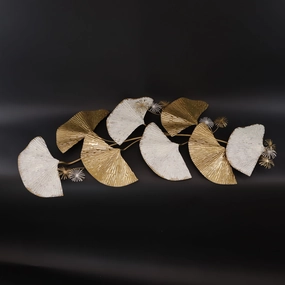 HCHD6588 - White/Gold Floral Metal Art Metal Home Decor collection
