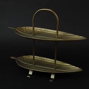 HCHD7313 - Double Leaf Platter Metal Home Decor collection