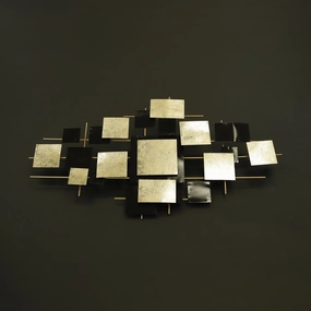 HCHD8784 - Gold/Black Squares Wall Art Metal Home Decor collection