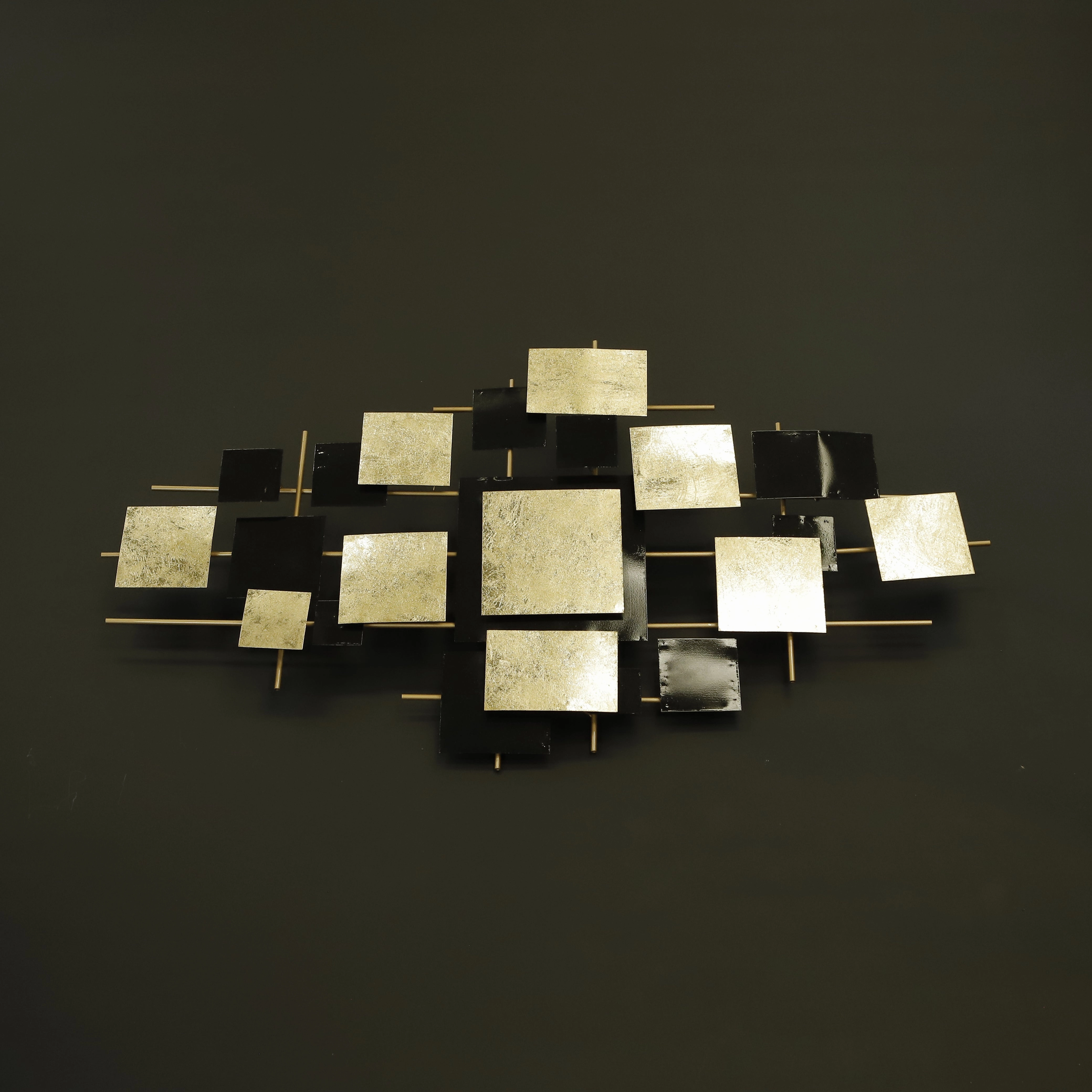 HCHD8784 - Gold/Black Squares Wall Art Metal Home Decor collection