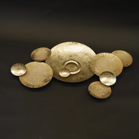 HCHD8792 - Textured Gold Circles Wall Art Metal Home Decor collection