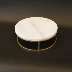 HCHD9184 - S White/Gold Plate Stand Metal Home Decor collection