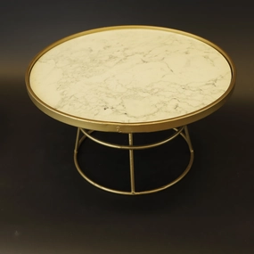 HCHD9197 - L White/Gold Plate Stand Metal Home Decor collection