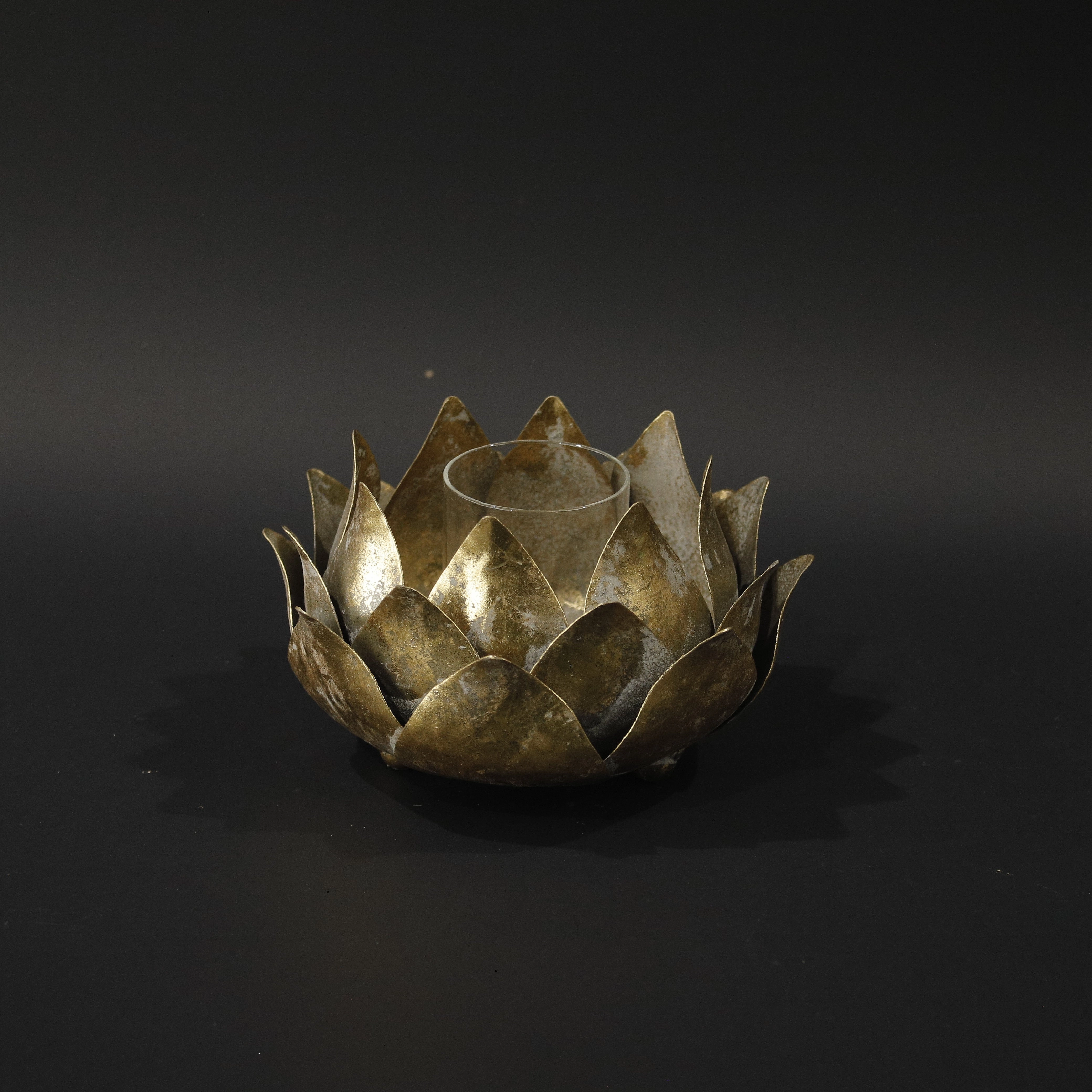 HCHD9210 - M Gold Lotus Candle Holder Metal Home Decor collection