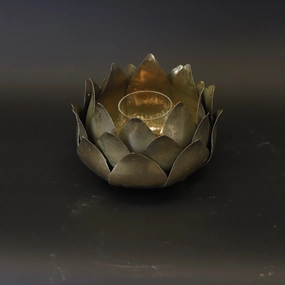 HCHD9211 - L Gold Lotus Candle Holder Metal Home Decor collection