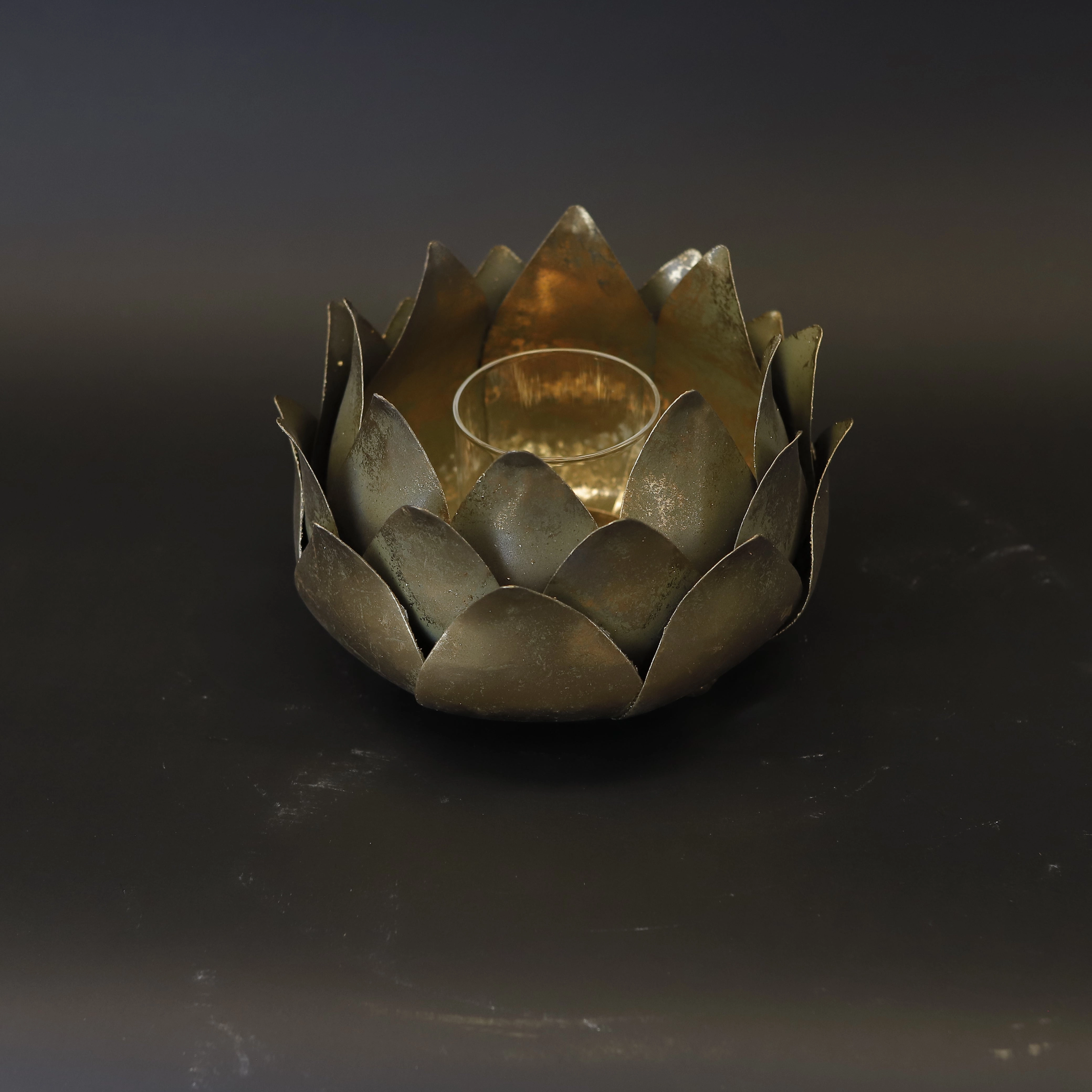 HCHD9211 - L Gold Lotus Candle Holder Metal Home Decor collection