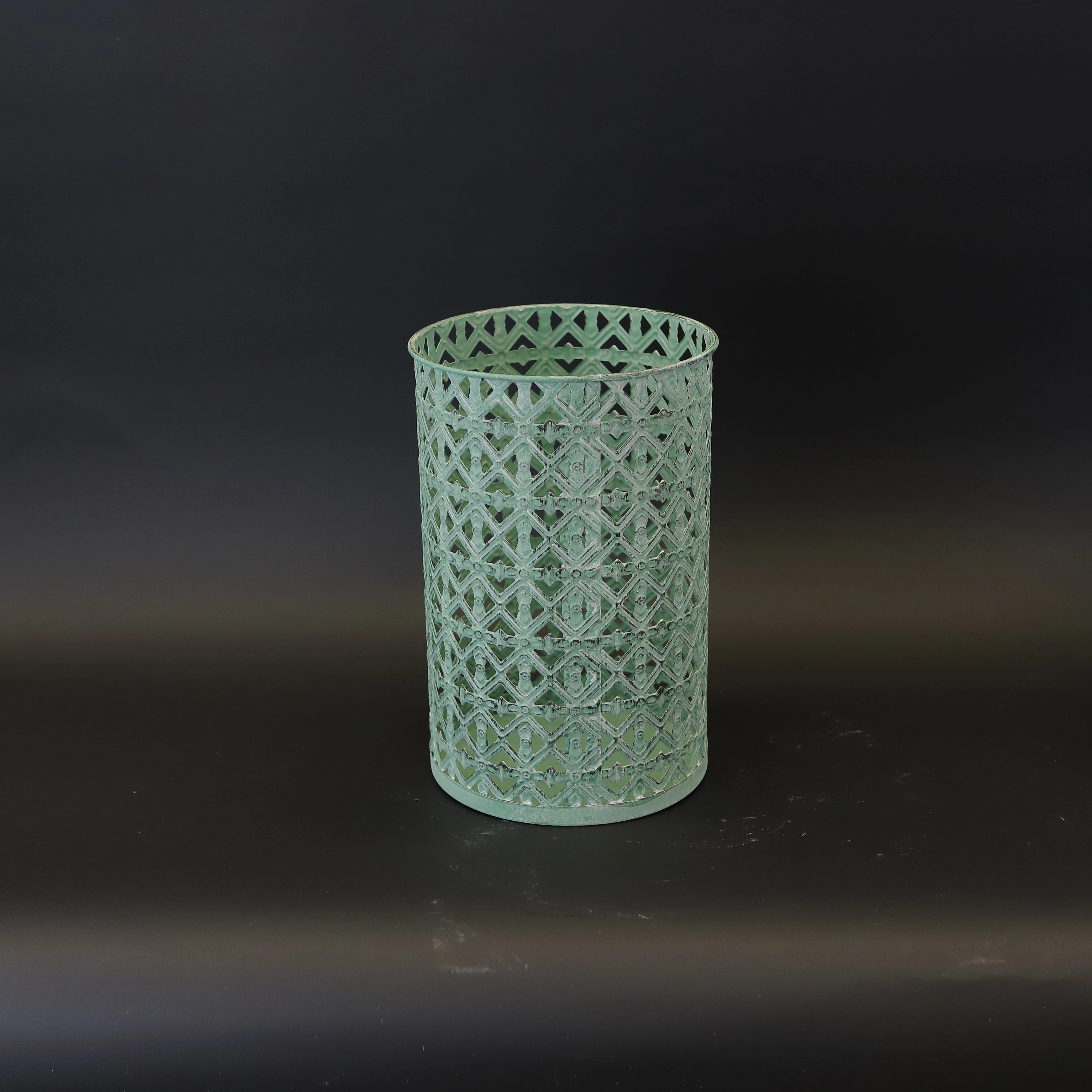 HCHD9256 - L Green Cylinder Vase Metal Home Decor collection