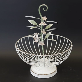 HCHD9260 - Green Ornate Fruit Basket Metal Home Decor collection
