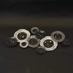 HCHD9776 - White/Silver Circles Wall Art Metal Home Decor collection