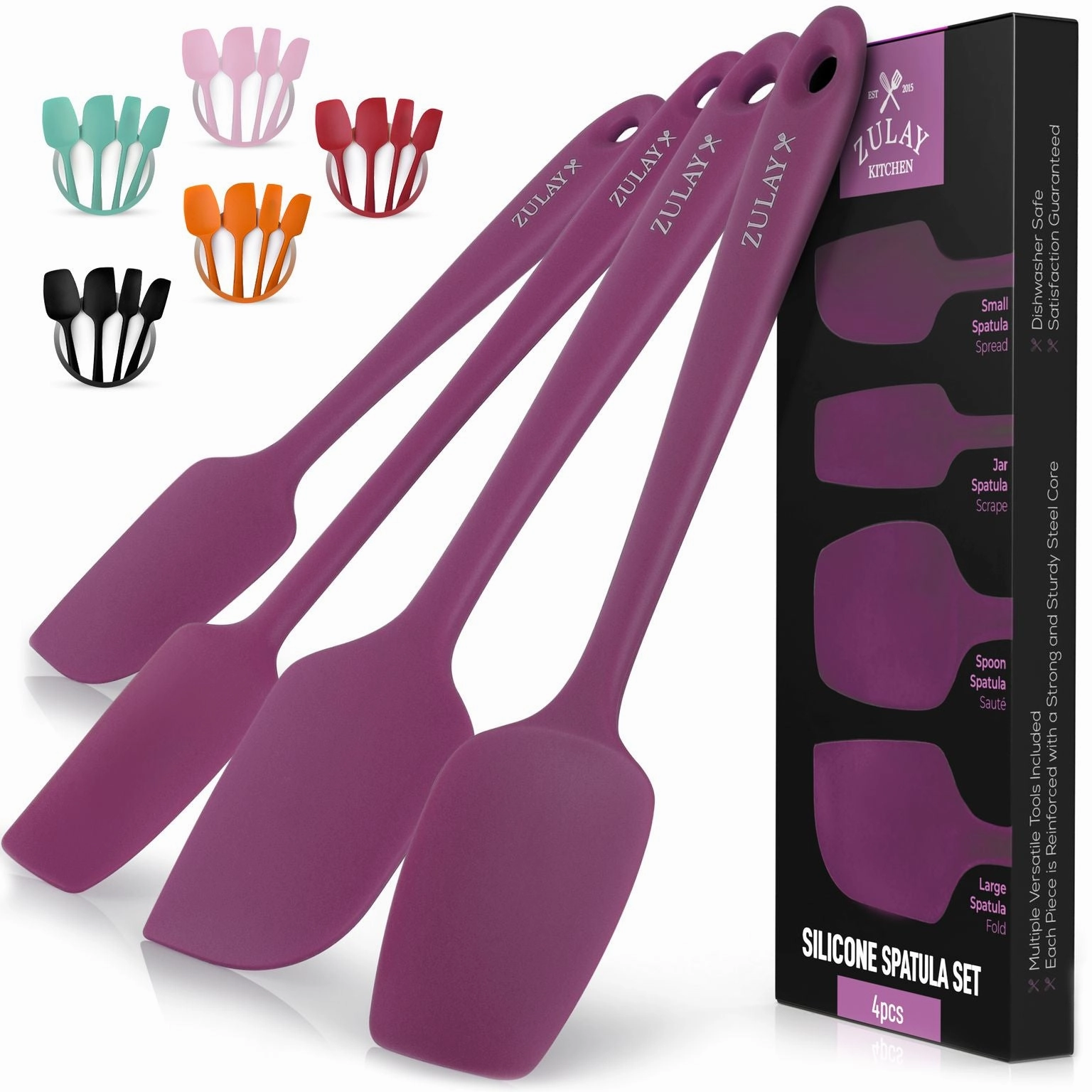 Heat Resistant Silicone Spatula Set Tools for Cooking, Baking & Mixing