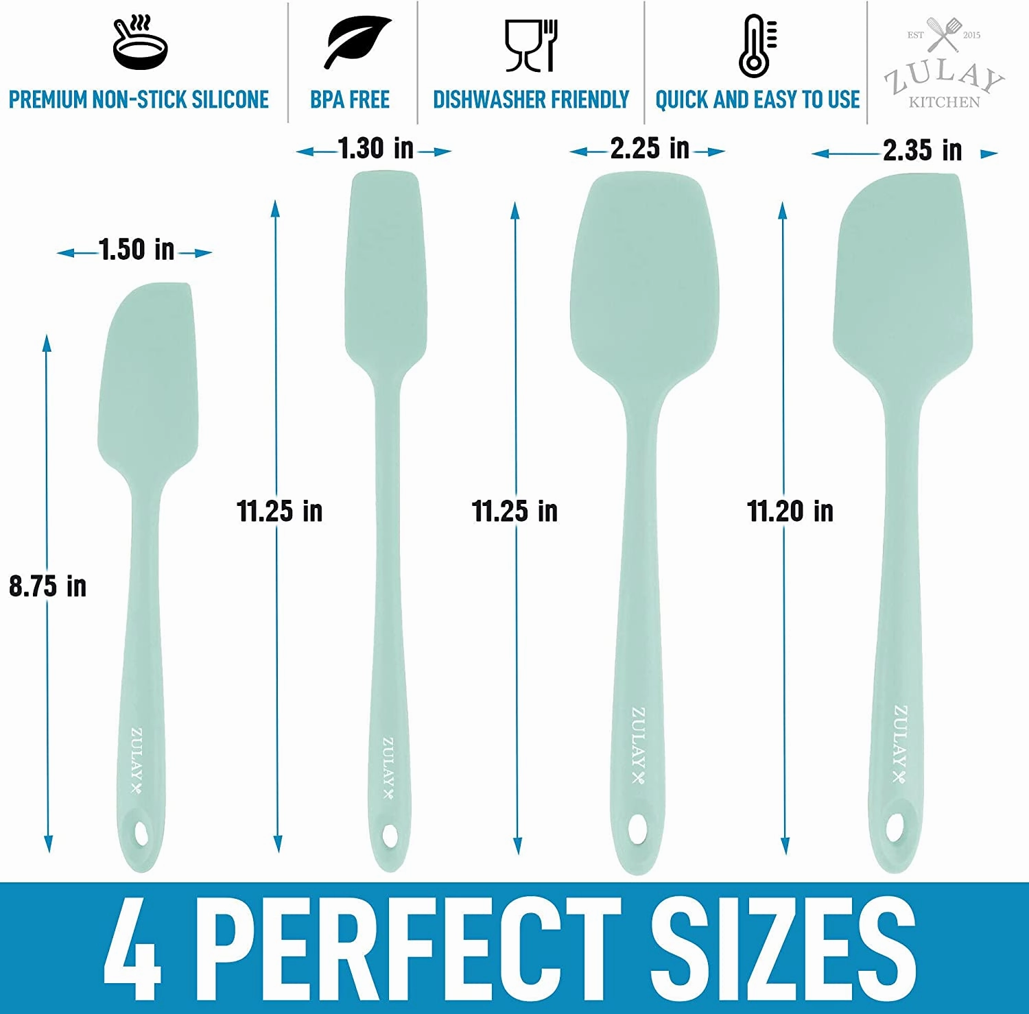 Heat Resistant Silicone Spatula Set Tools for Cooking, Baking & Mixing