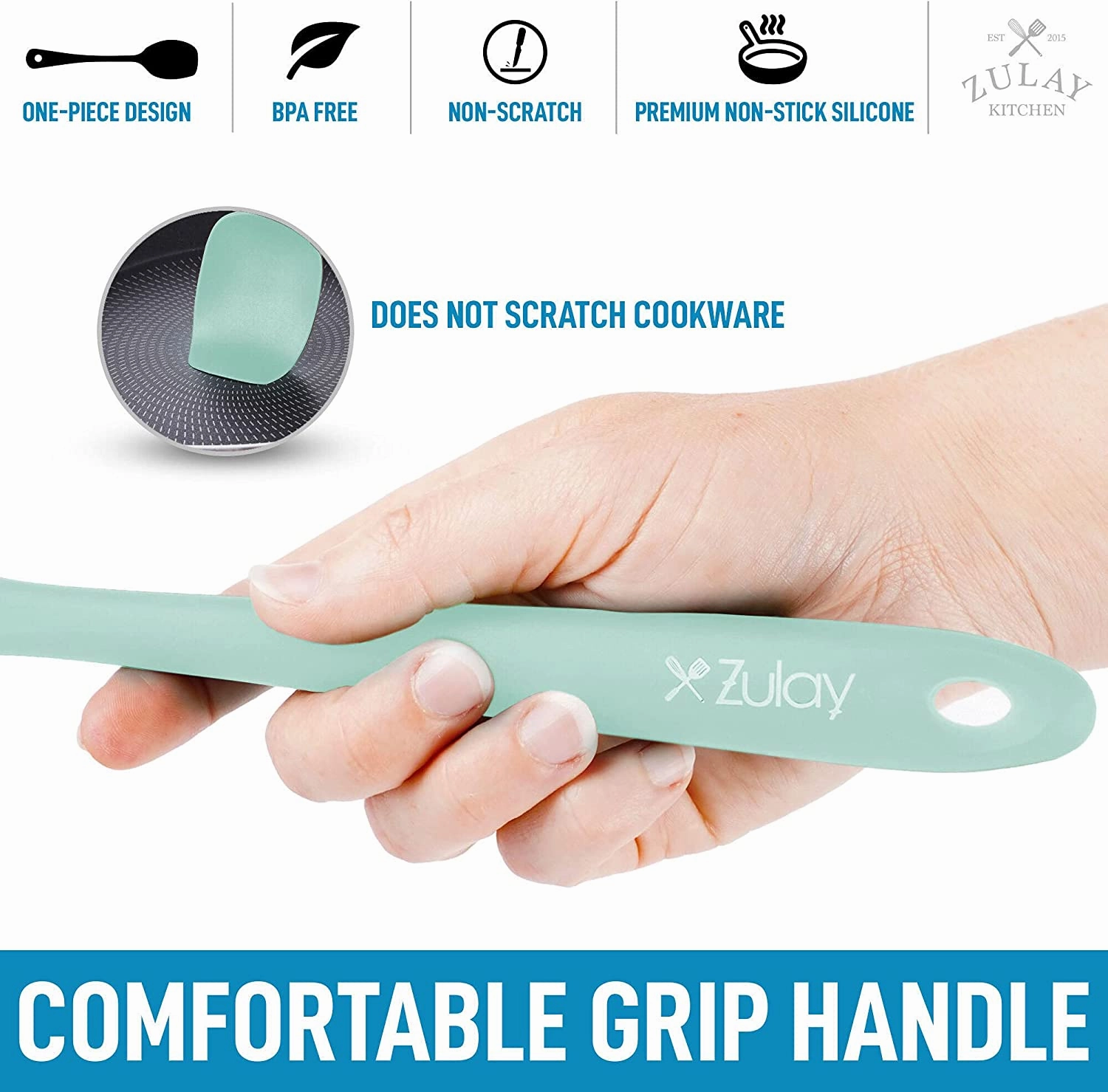 Heat Resistant Silicone Spatula Set Tools for Cooking, Baking & Mixing