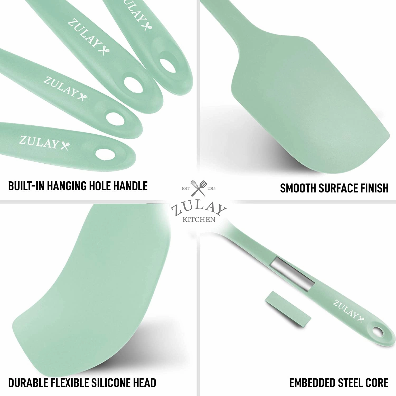 Heat Resistant Silicone Spatula Set Tools for Cooking, Baking & Mixing