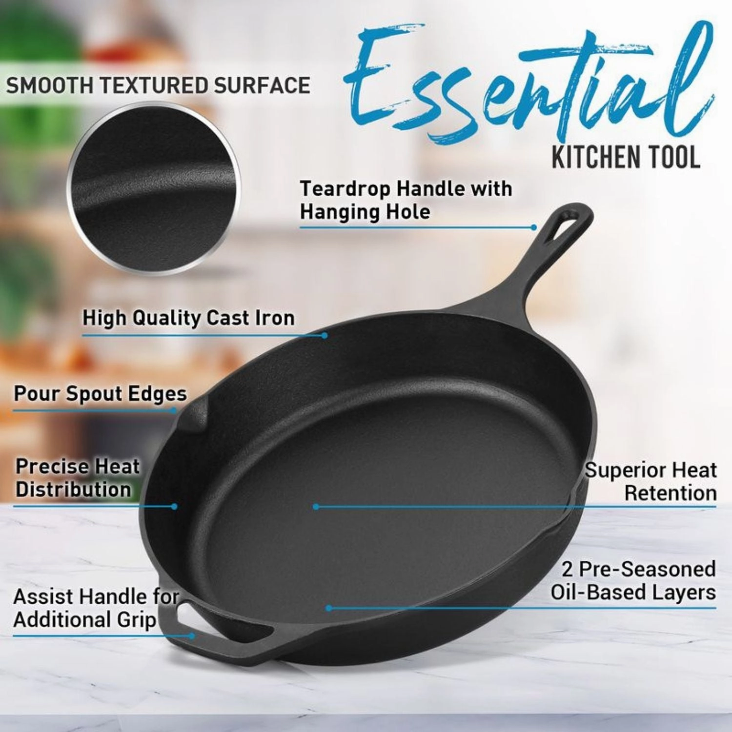 Heavy Duty Cast Iron Skillet for Indoor and Outdoor