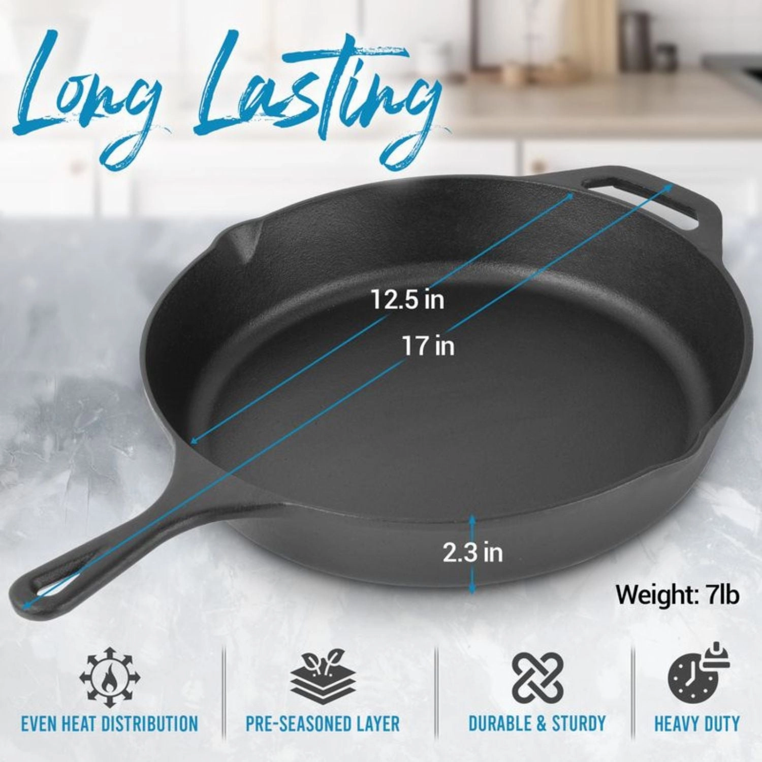 Heavy Duty Cast Iron Skillet for Indoor and Outdoor
