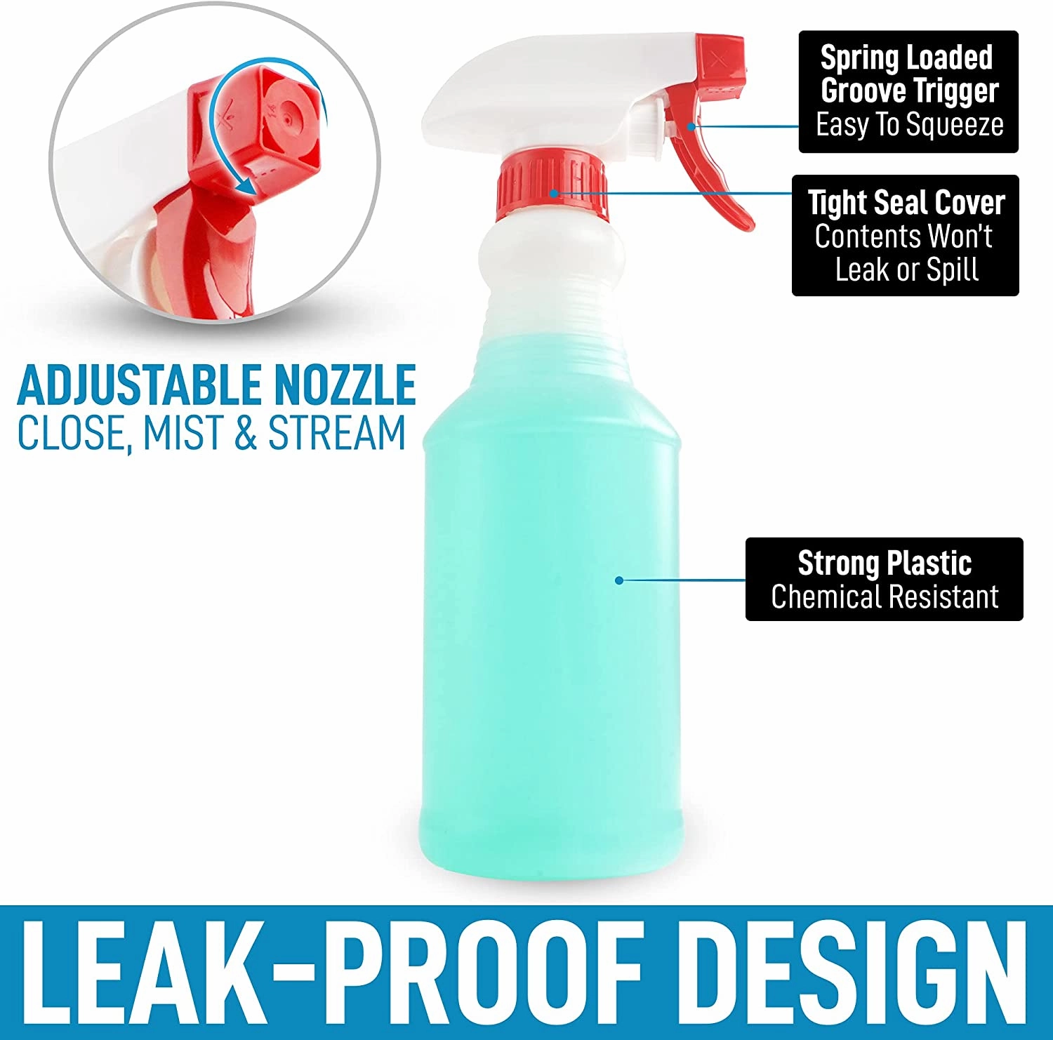 Heavy Duty Cleaning Spray Bottles for Cleaning Solutions - 4 Pack, 16oz
