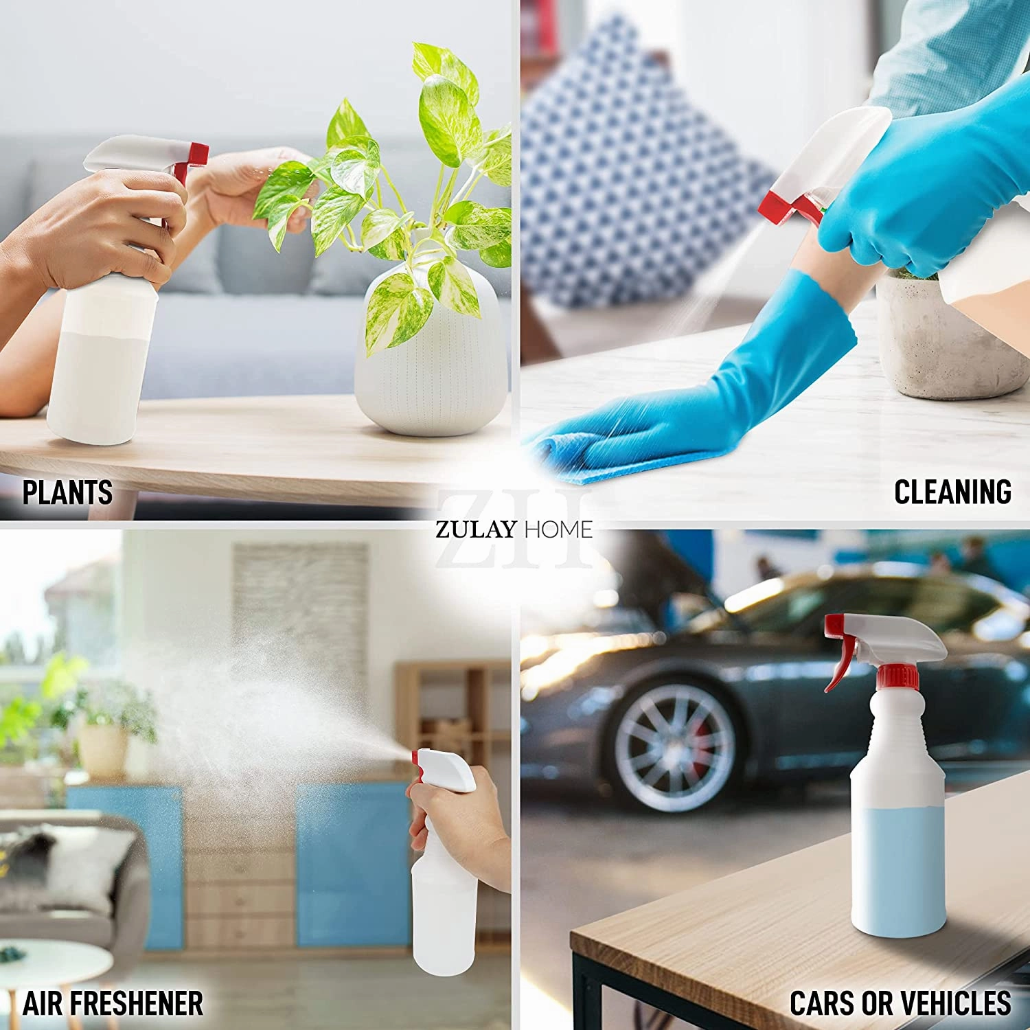 Heavy Duty Cleaning Spray Bottles for Cleaning Solutions - 4 Pack, 16oz