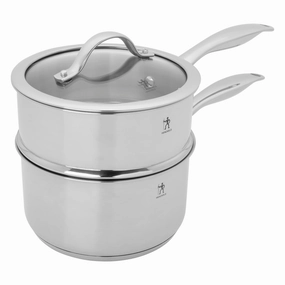 Henckels Aragon 2.5-qt Stainless Steel Saucepan with lid & steamer insert Cookware online kitchen sale
