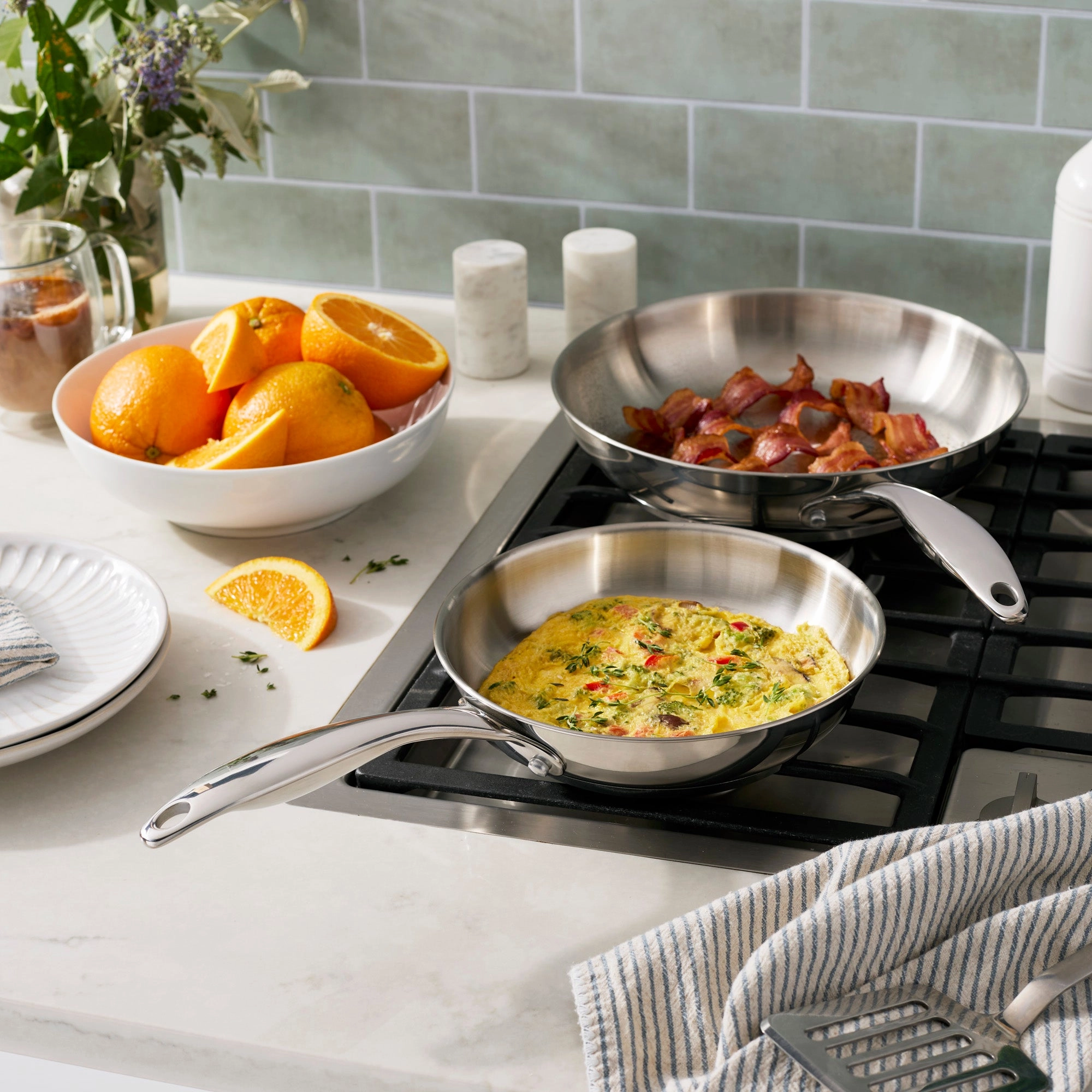Henckels Aragon 2-pc Stainless Steel Fry Pan Set