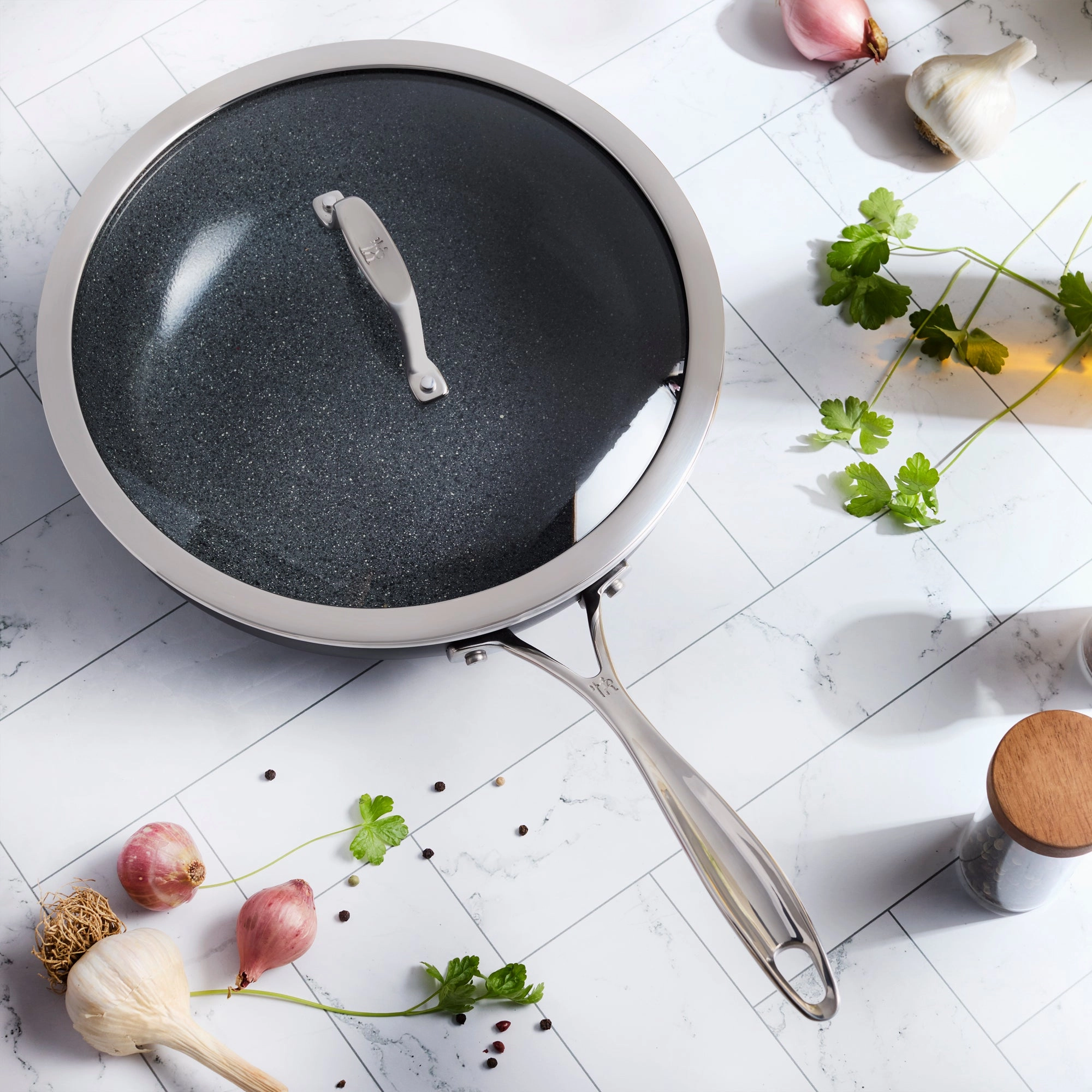 Henckels Capri Ceramic 11-inch Aluminum Ceramic Nonstick Perfect Pan with Lid