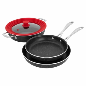 Henckels Capri Notte 4-pc Aluminum Nonstick Cookware Set with Universal Lid Cookware online kitchen sale