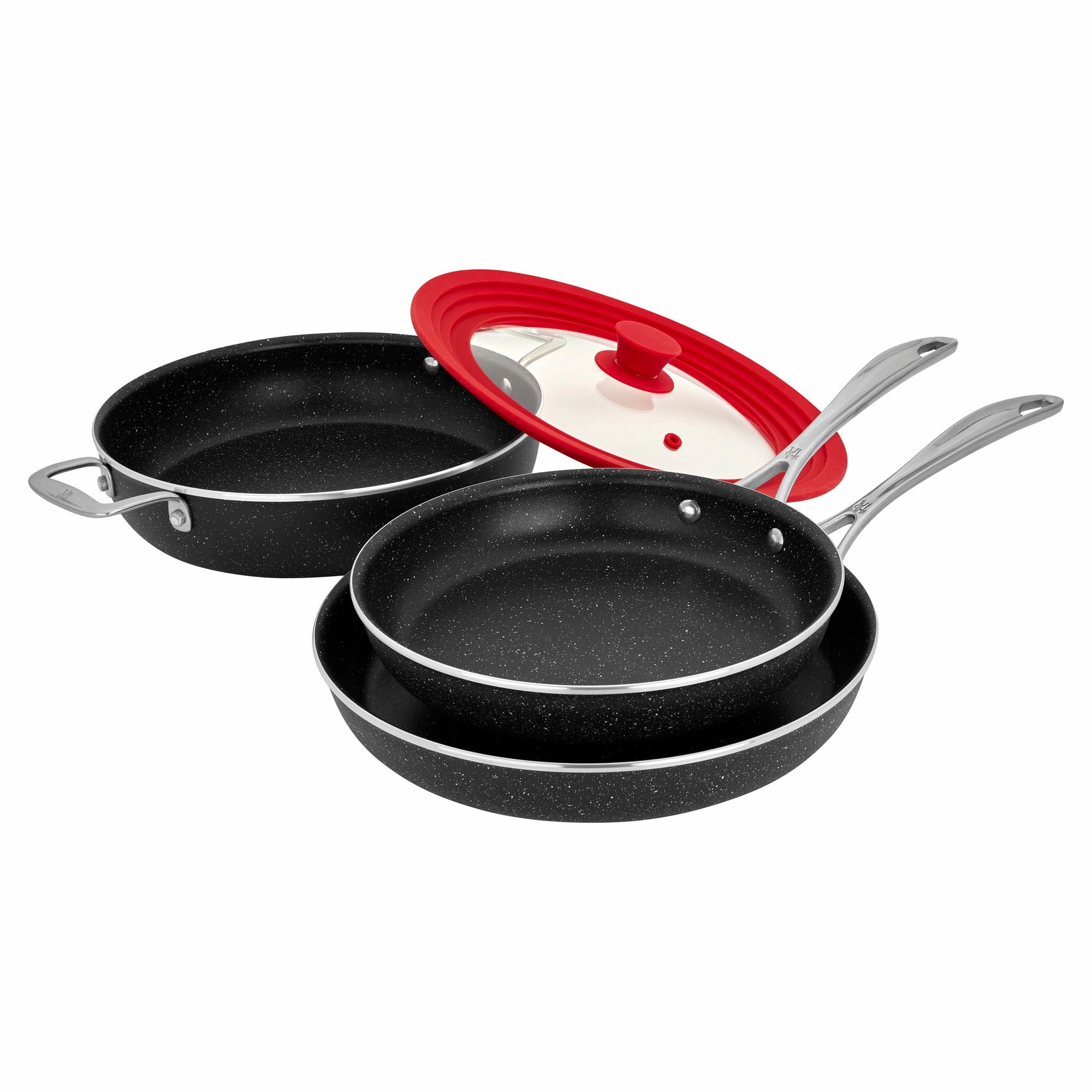 Henckels Capri Notte 4-pc Aluminum Nonstick Cookware Set with Universal Lid