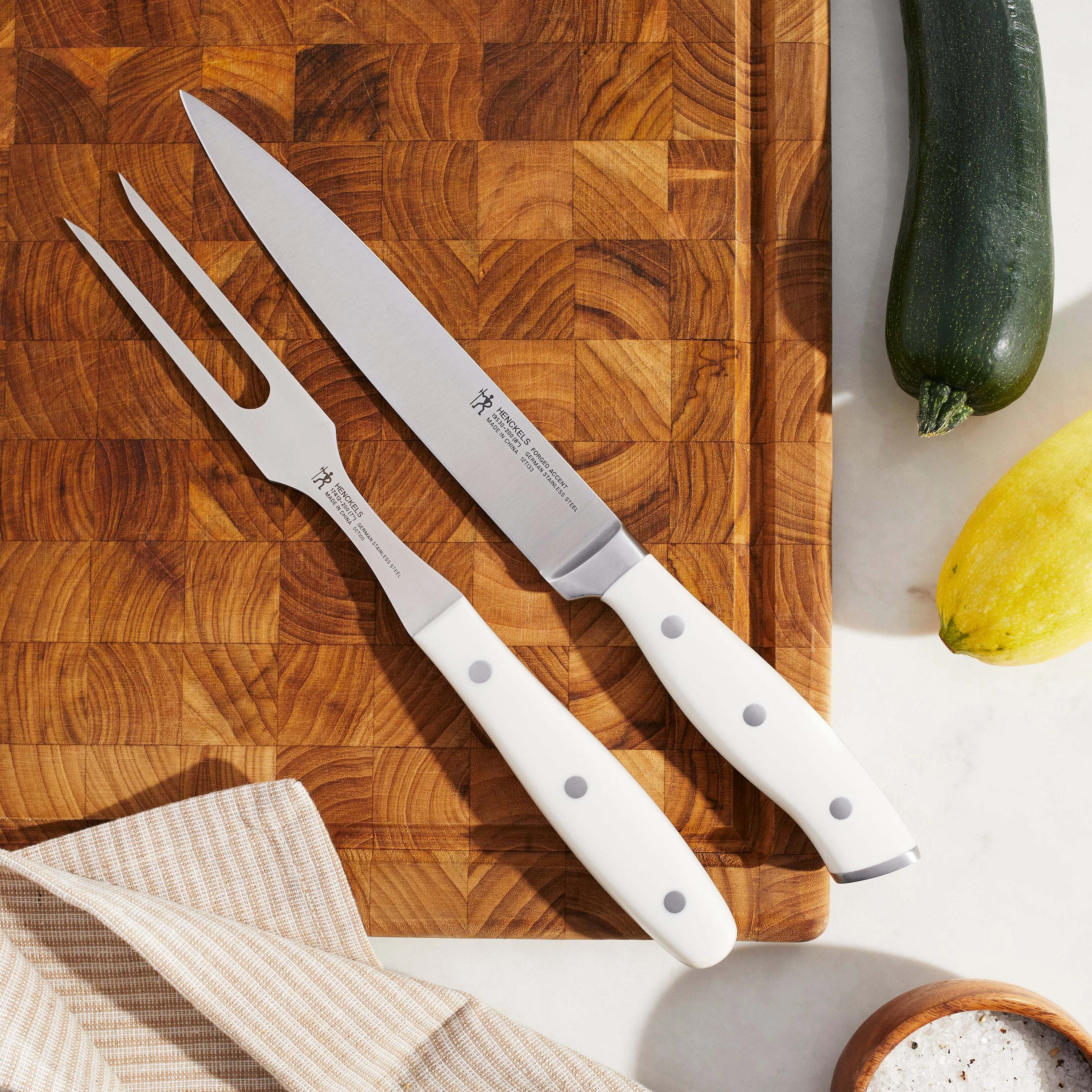Henckels Forged Accent 2-pc Carving Set - White Handle