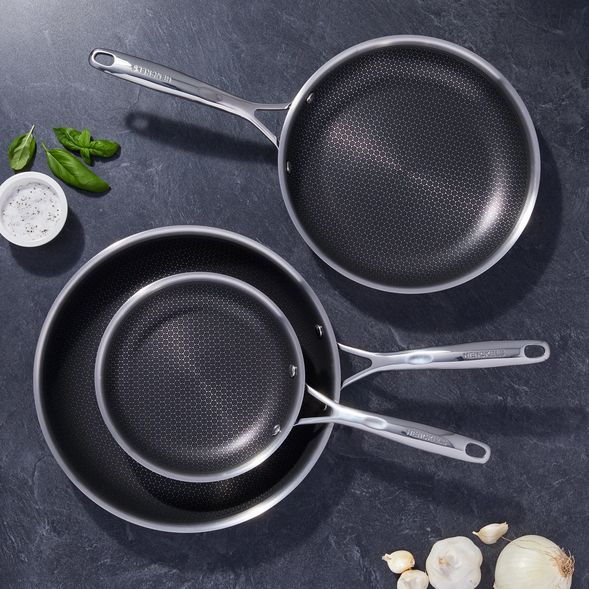HENCKELS Paradigm 3-pc Fry Pan Set with Bonus Turner & Serving Spoon