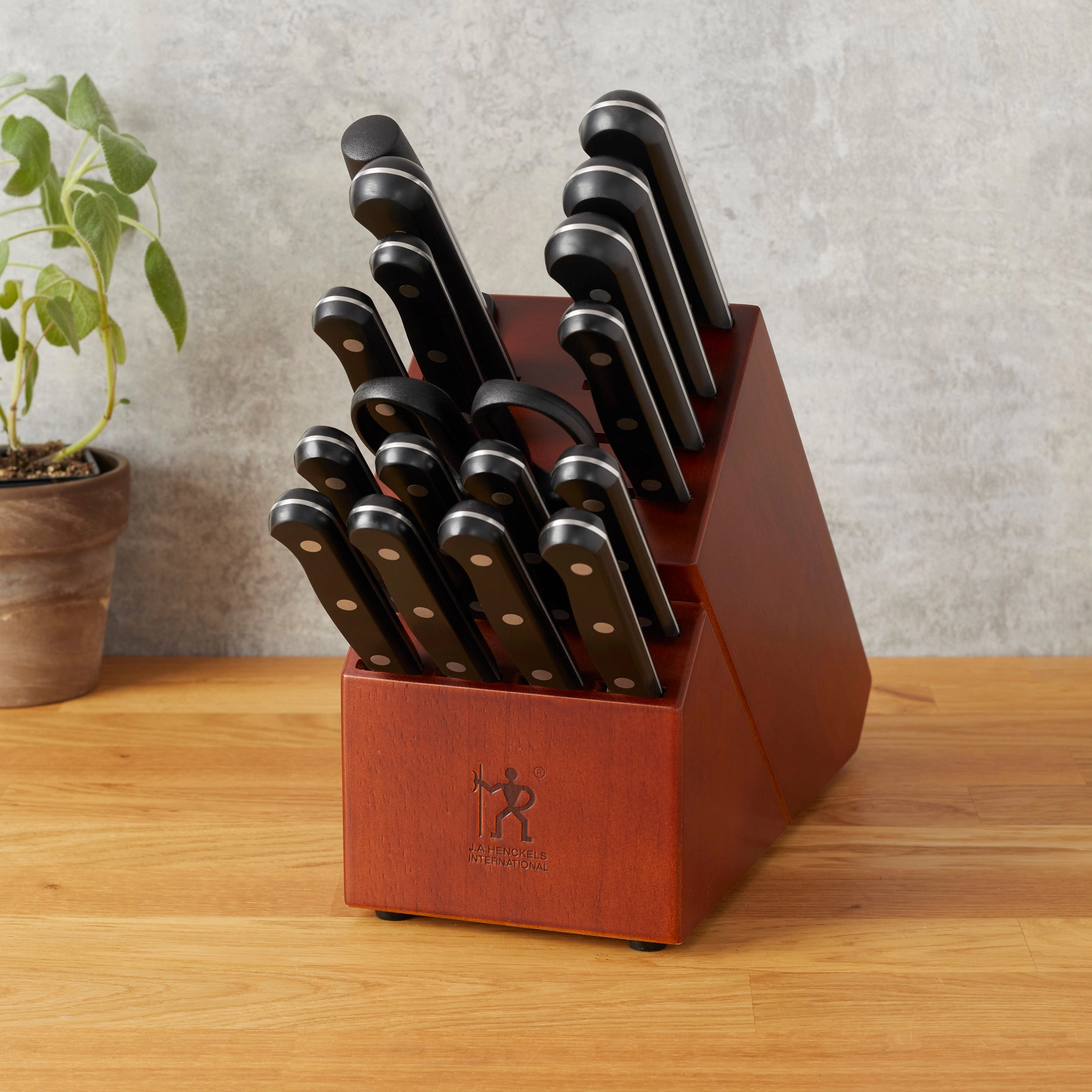 HENCKELS Razor-Sharp Solution 18-pc Knife Set with Block, Chef Knife, Steak Knife, Utility Knife, Dark Brown, Stainless Steel, German Engineered Informed by 100  Years of Mastery