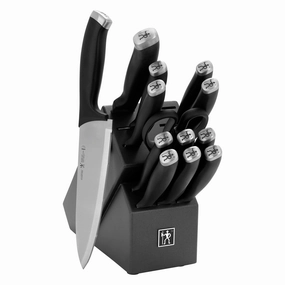 Henckels Silvercap 14 Piece Knife Set with Block, Chef Knife, Paring Knife, Utility Knife, Bread Knife, Steak Knife, Black, Stainless Steel Cutlery outlet discounts