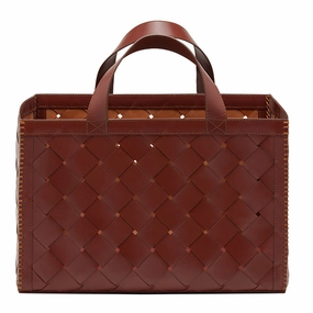 Heriot Full-Grain Leather Magazine Holder (Chocolate) Decorative Baskets clearance deals
