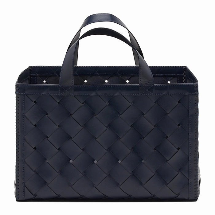 Heriot Full-Grain Leather Magazine Holder (Dark Navy) Decorative Baskets clearance deals