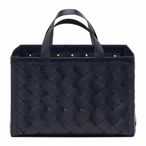 Heriot Full-Grain Leather Magazine Holder (Dark Navy) Decorative Baskets clearance deals