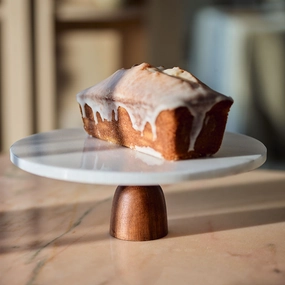 Hestia Cake Stand, D25cm, Marble & Acacia Wood Serveware Good quality and affordable