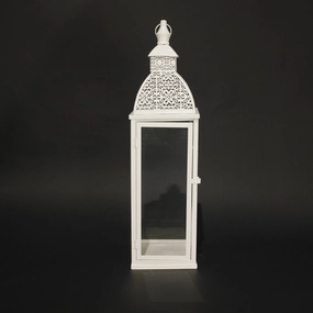 HHD10249 - L White Paisley Lantern Metal Home Decor collection